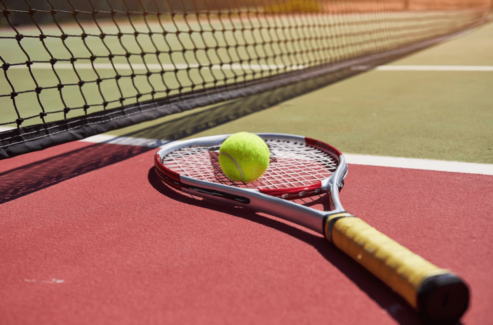 IA et Sport : visuel raquette et balle de tennis sur un terrain de tennis